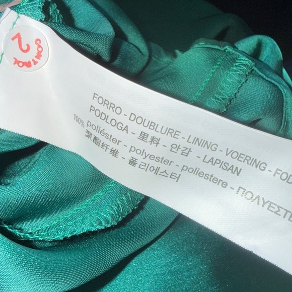 Zara Woman Emerald Green Floral Lace High Neck Bell Sleeve Flounce Mini Dress S - Picture 3 of 10